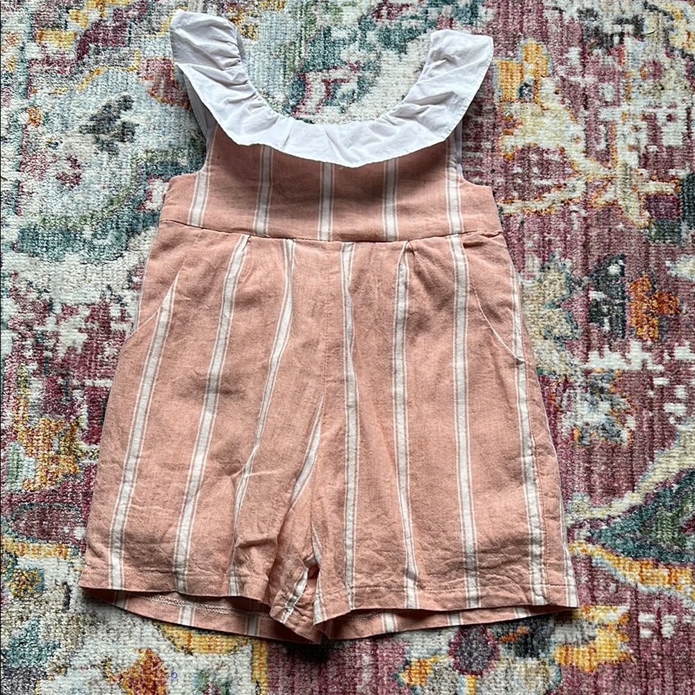 Striped Pink and White Kids Romper